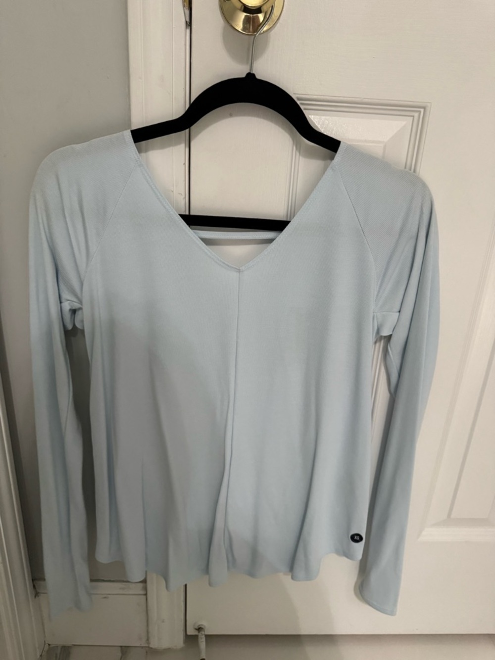 Abercrombie & Fitch Pale Blue Long Sleeve V-Neck Top
